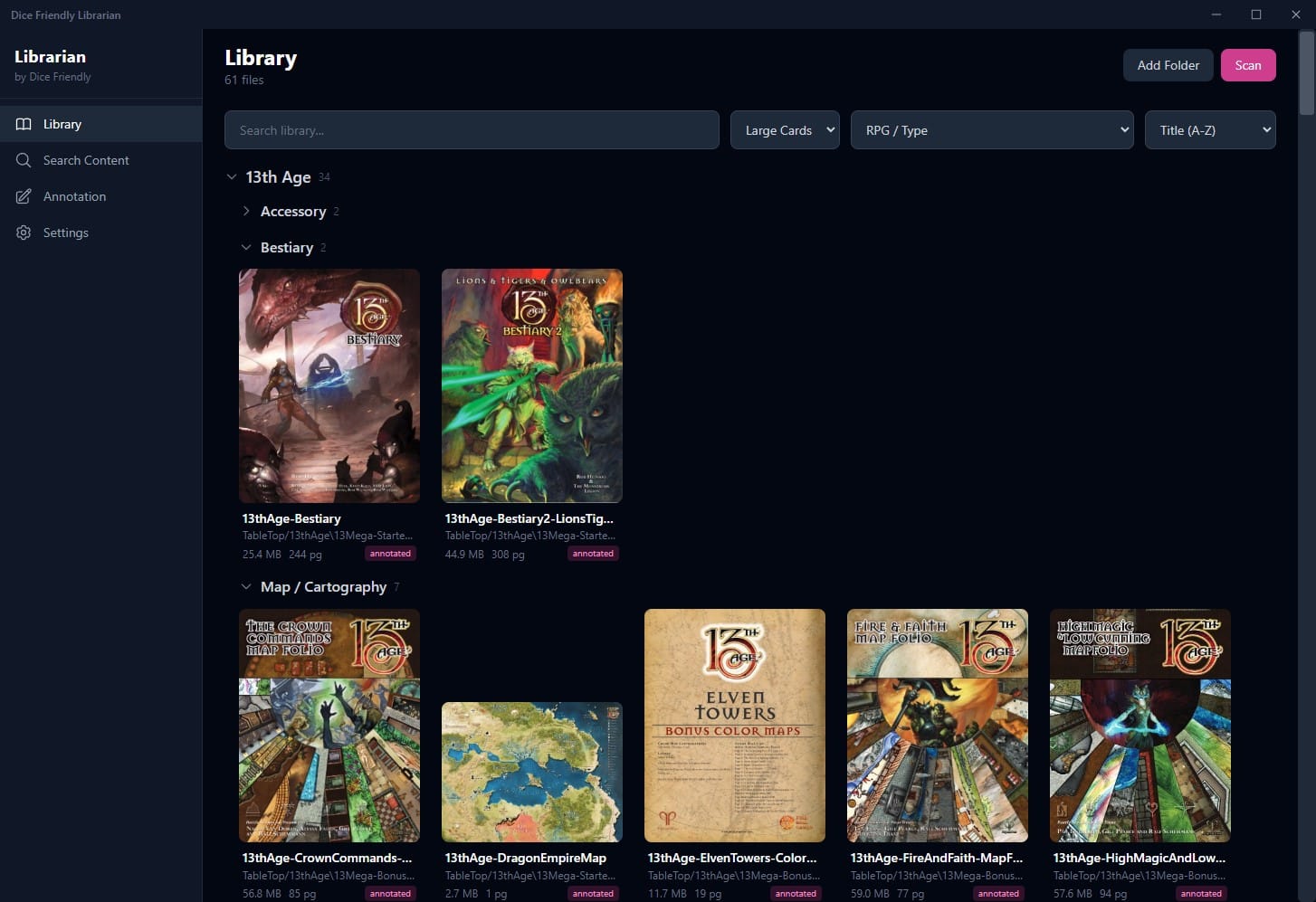 Alpha Release Features for Dice Friendly Librarian